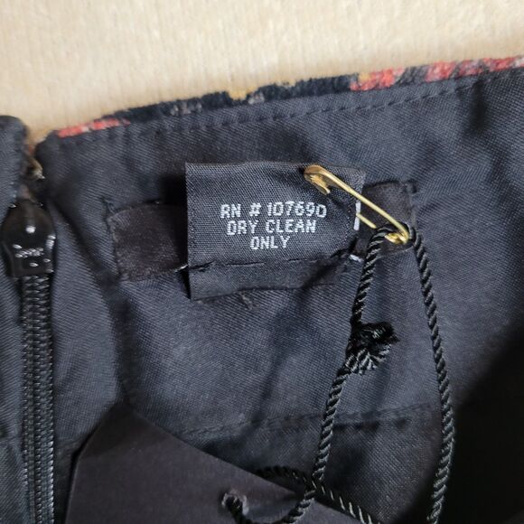 NWT Ario Beaded Pencil Skirt Red Gold Paisley Velvet Womens L Boho Maximalist - Picture 10 of 11